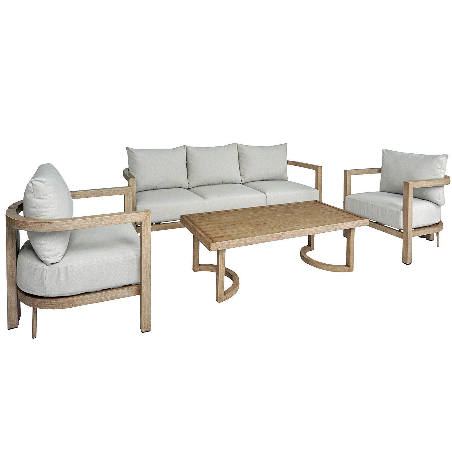3P Sofa Set + 2 Armchairs + Coffee Table Aluminum 73X74X66/198X74X66/128X60X43