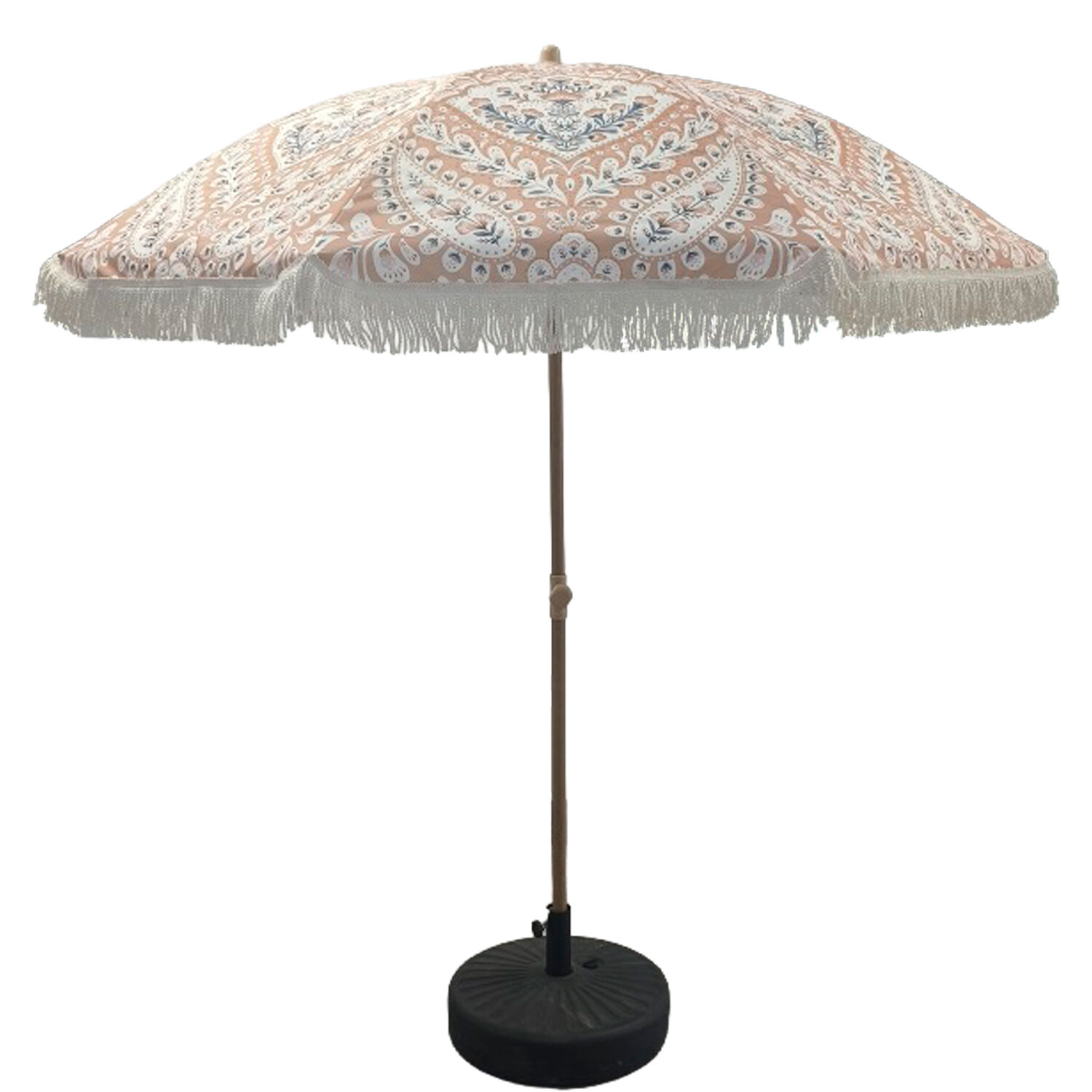 Steel/Polyester Parasol with Fringe, Tiltable, Base Not Included, 195x205cm, Polyester 160g - LifeLike_74657
