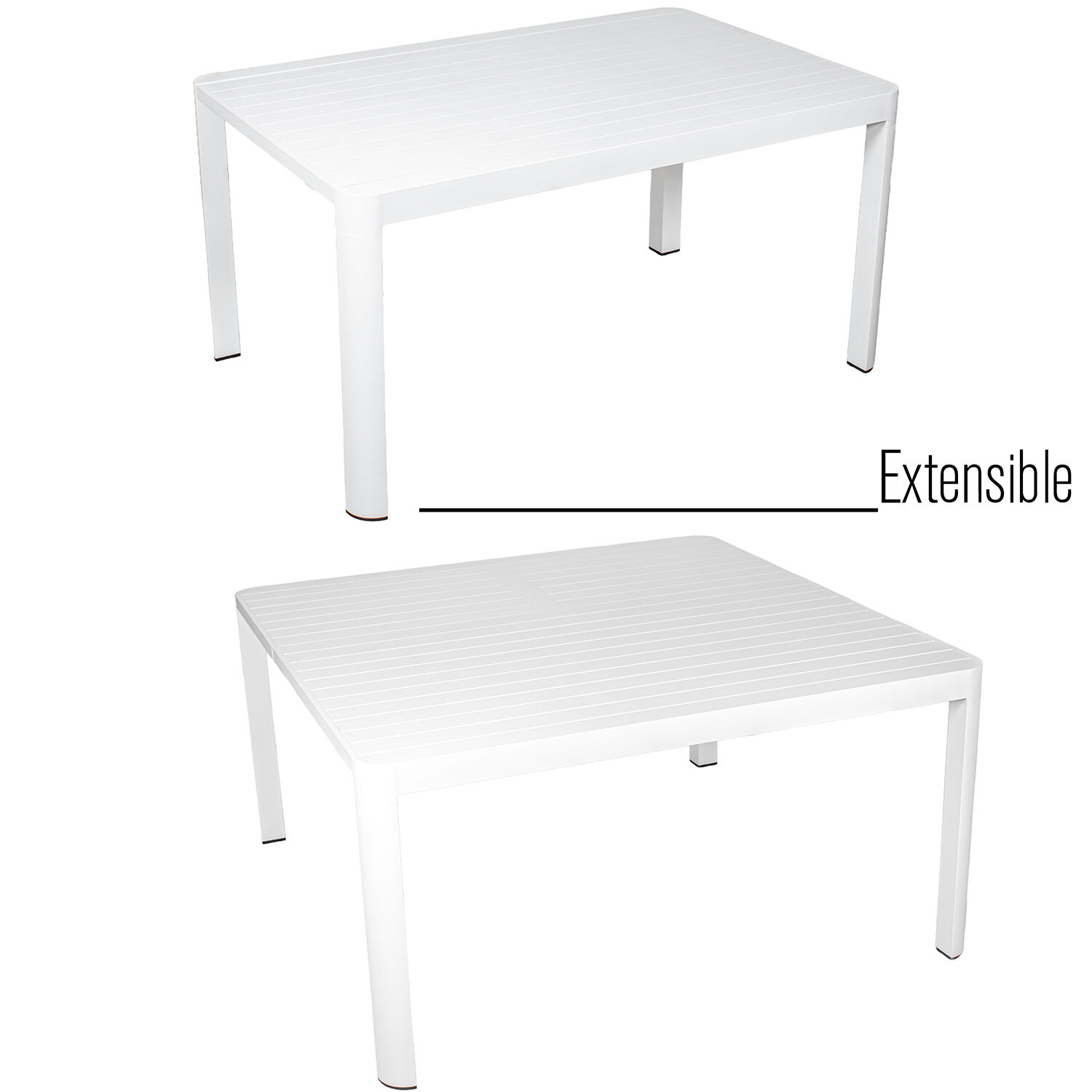 Extendable White Aluminum Table 97/149X149X75cm