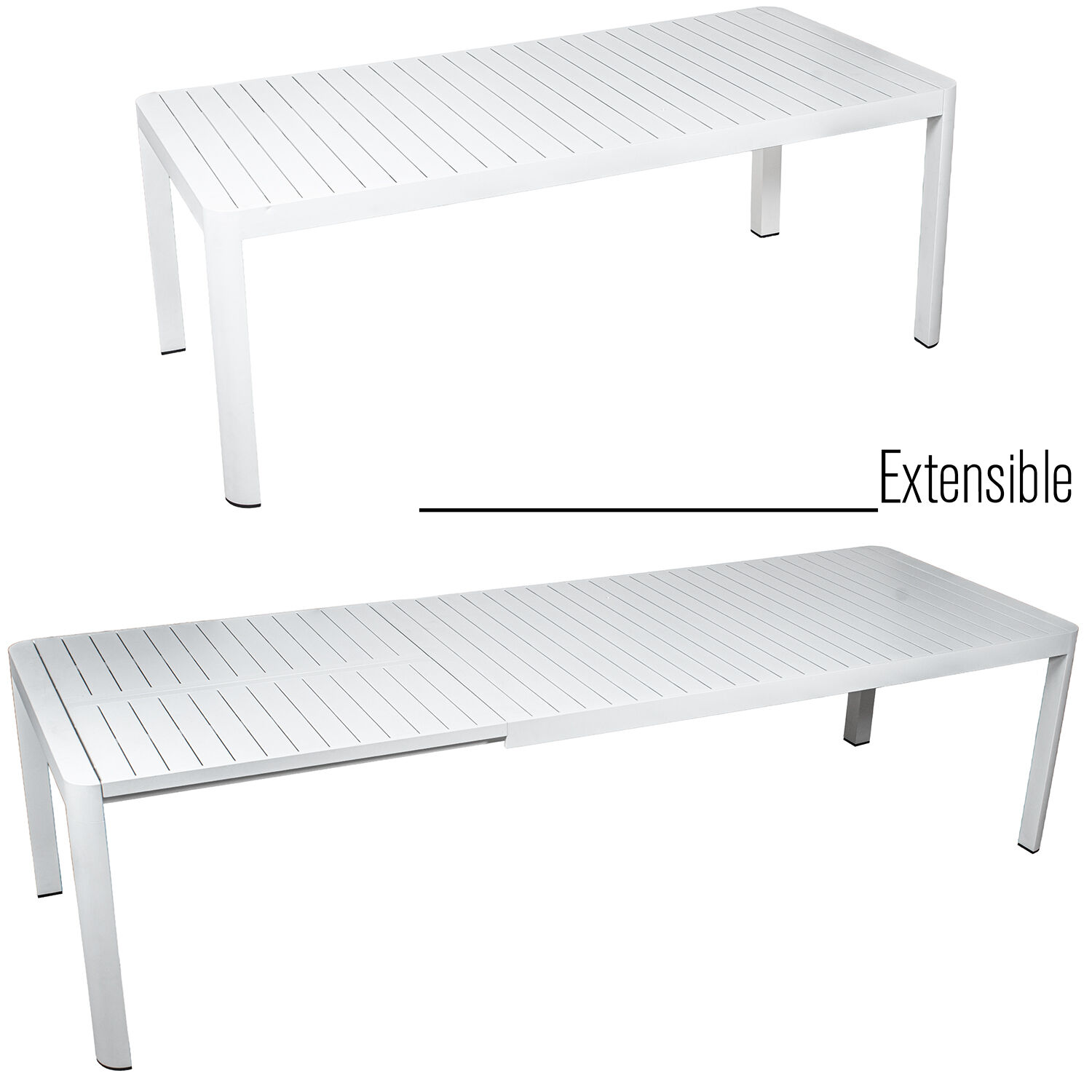 Extendable White Aluminum Table 200/300X100X75cm