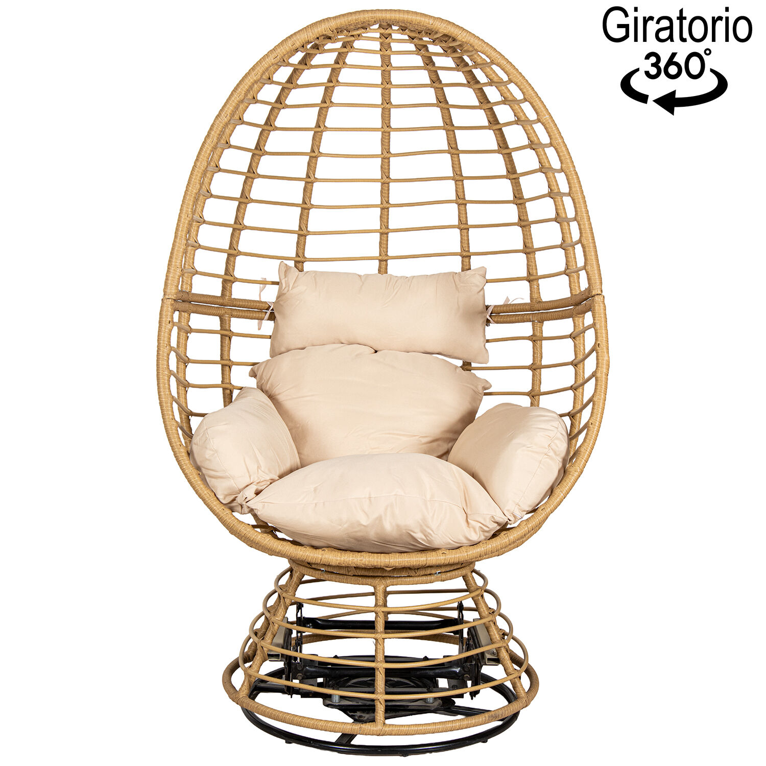 Swivel Metal Wicker Armchair 92X70X112cm Base:31cm Height