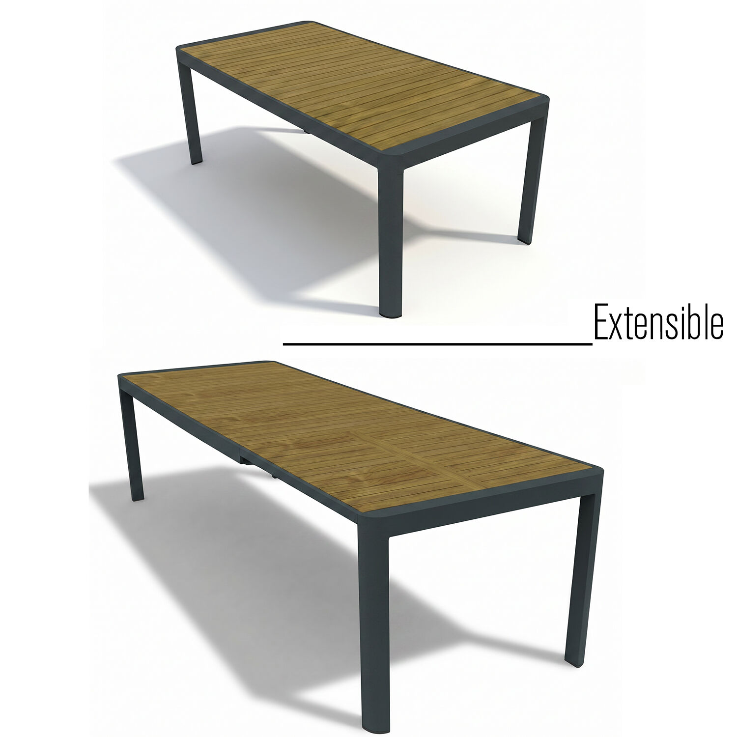 Extendable Aluminum Table Anthracite 157/240X90X75cm - LifeLike_74688