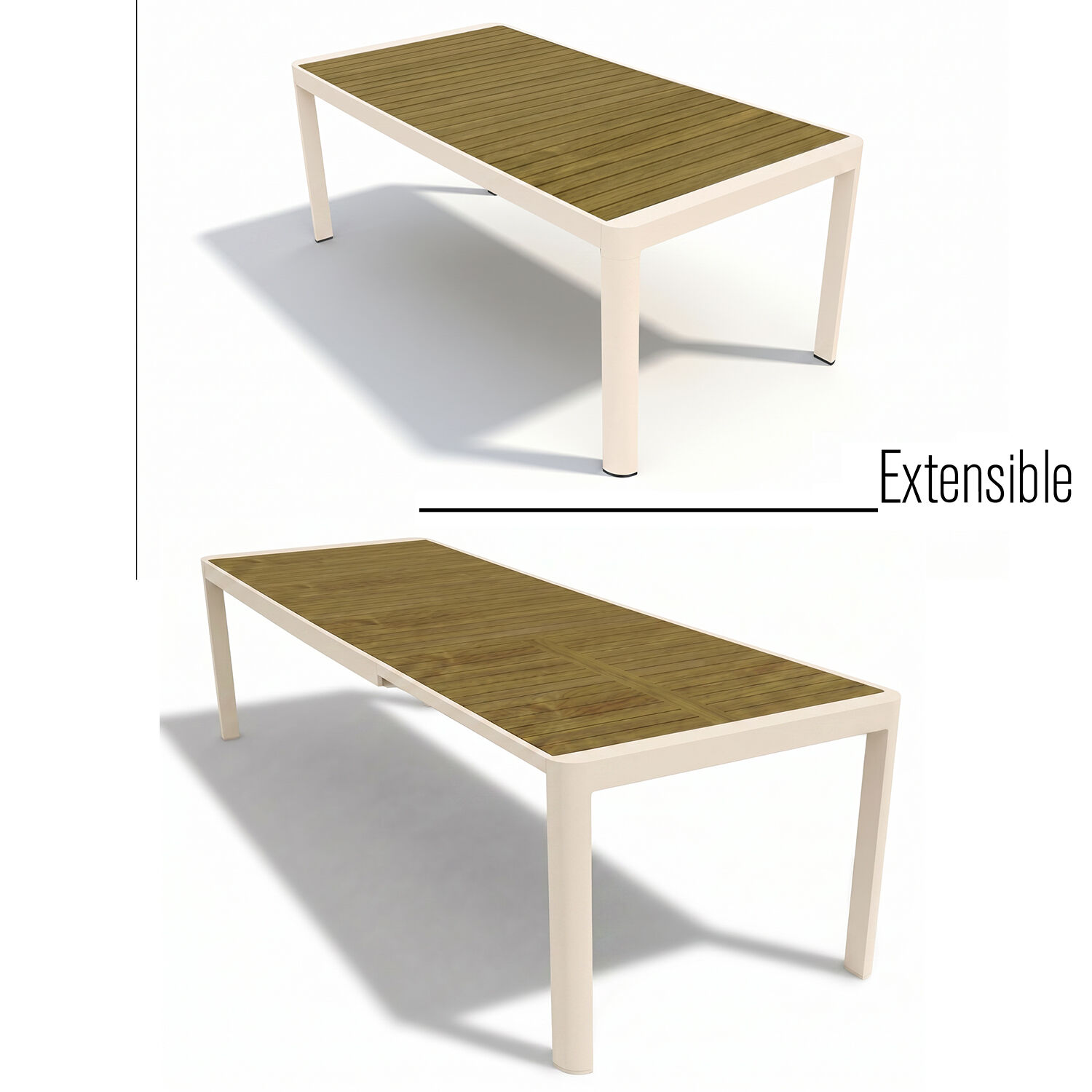 Extendable Aluminum Table Cream 157/240X90X75cm - LifeLike_74689