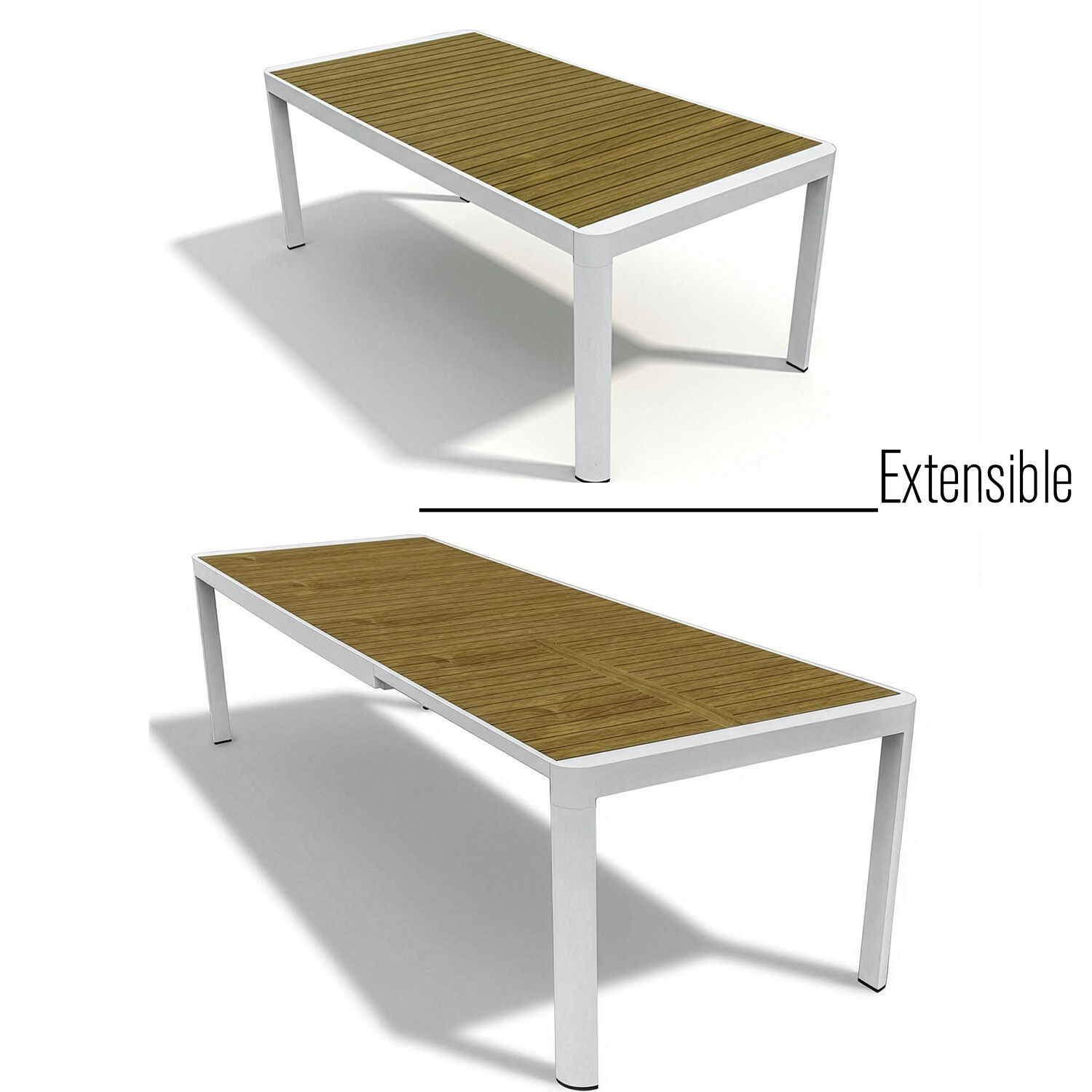 Extendable White Aluminum Table 157/240X90X75cm - LifeLike_74687