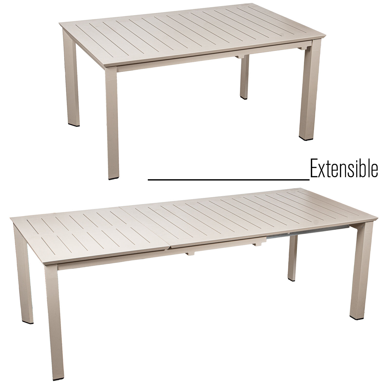 Extendable Aluminum Table Cream 160/240X100X75cm