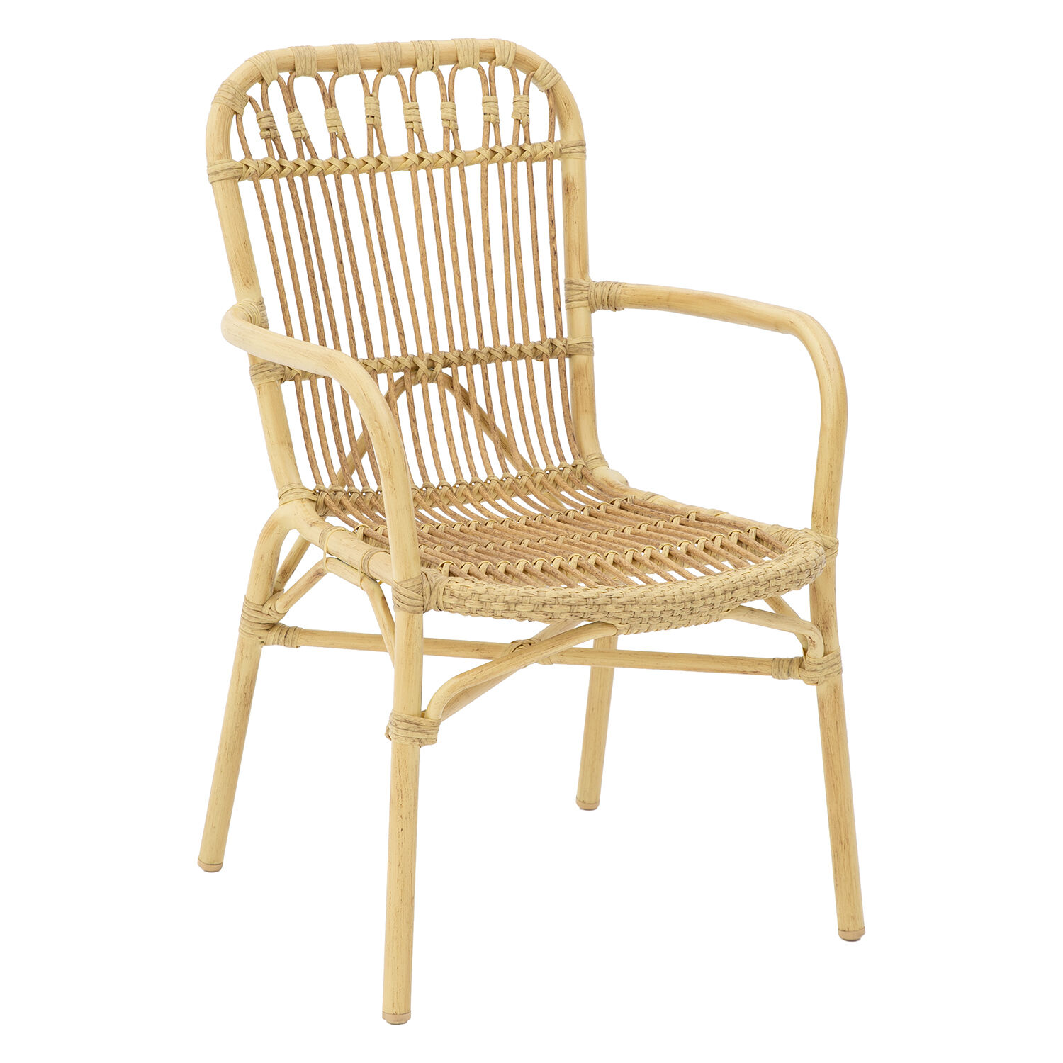 Outdoor Chair Aluminum/Natural Rattan 55X70X89cm Stackable