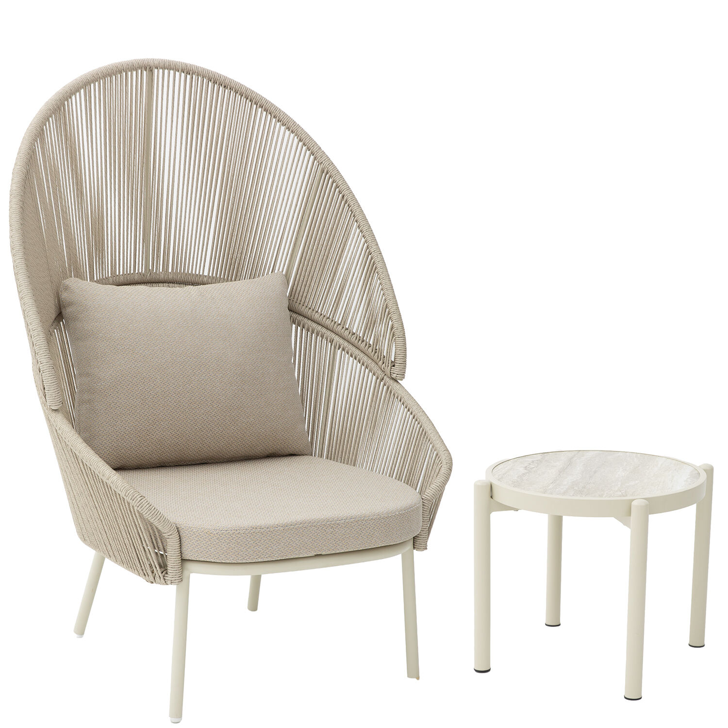 Aluminum Outdoor Center Table + Armchair Set +74729 96X89X143cm+50X45cm to Assemble