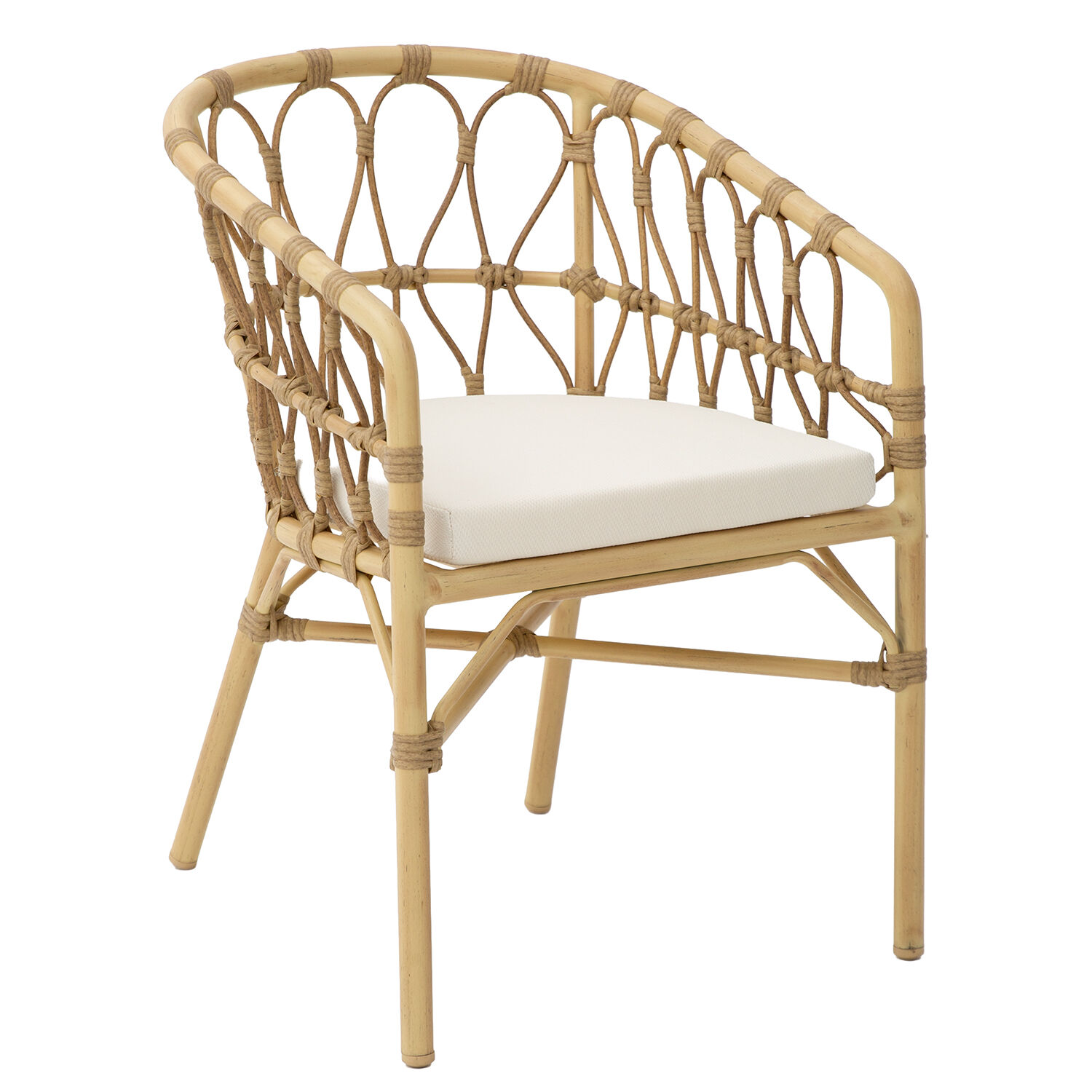 Outdoor Chair Aluminum/Natural Rattan with Cushion +91991 56X62X78cm Stackable