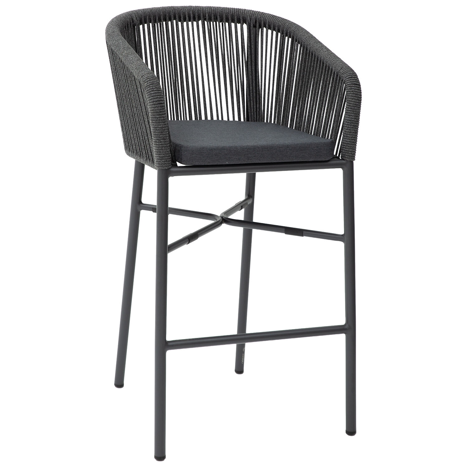 External Stool Aluminum/Black Rope W/Cushion +74746 Stackable 56X59X105cm Height.Seat: 76cm