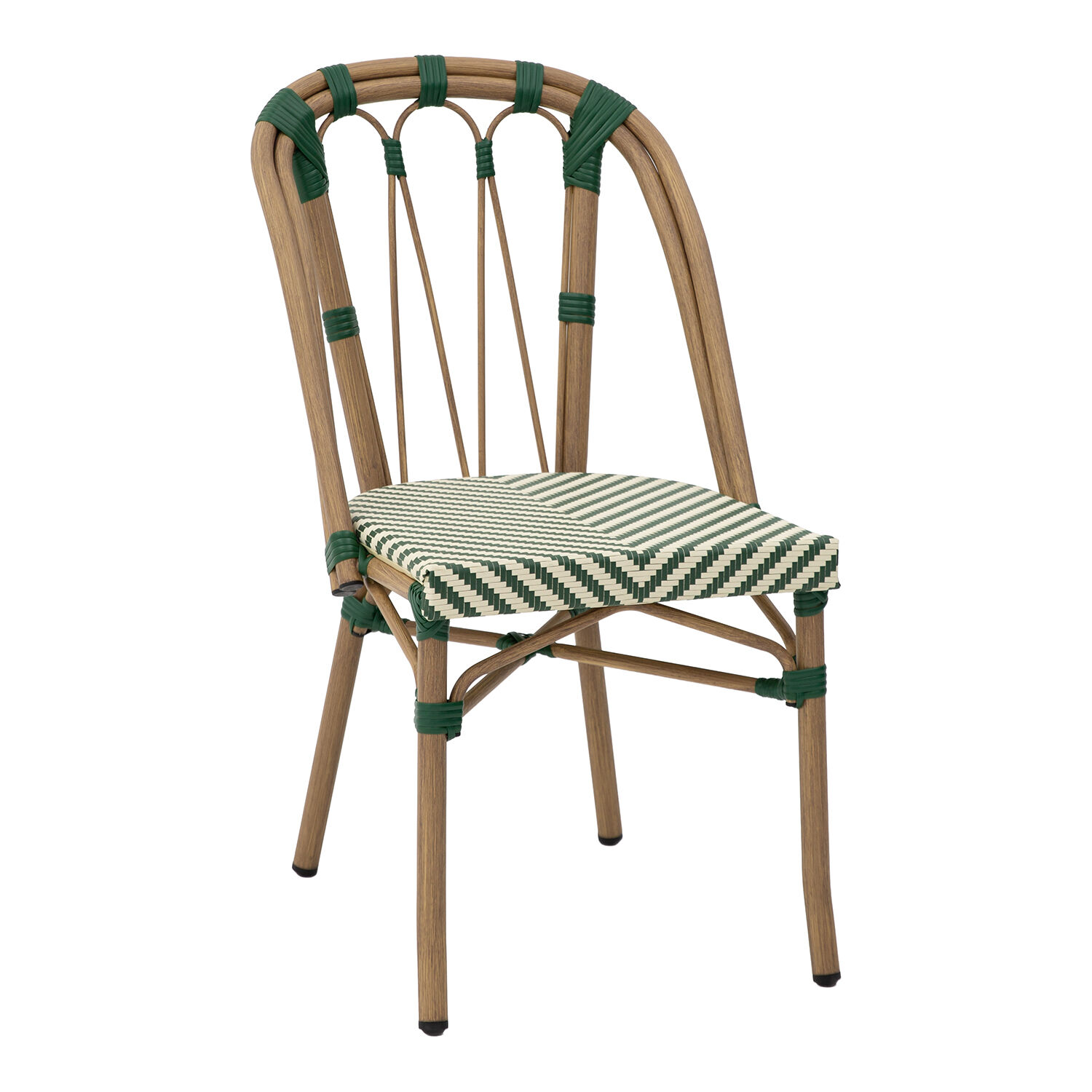Outdoor Chair Aluminum/Textilene Green Stripes 45X57X84cm Stackable