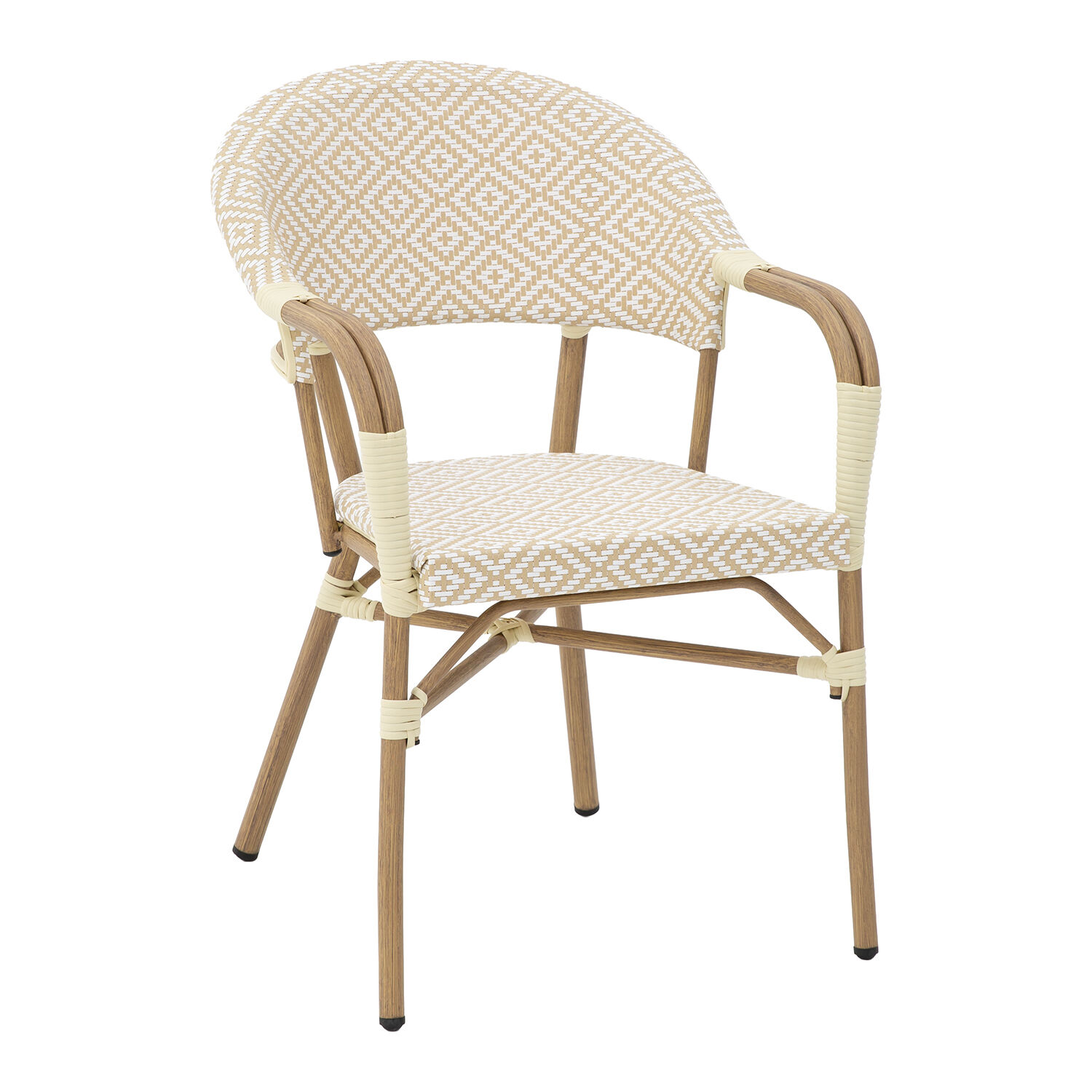 Outdoor Chair Aluminum/Textilene Diamond Beige 57X61X85cm Stackable