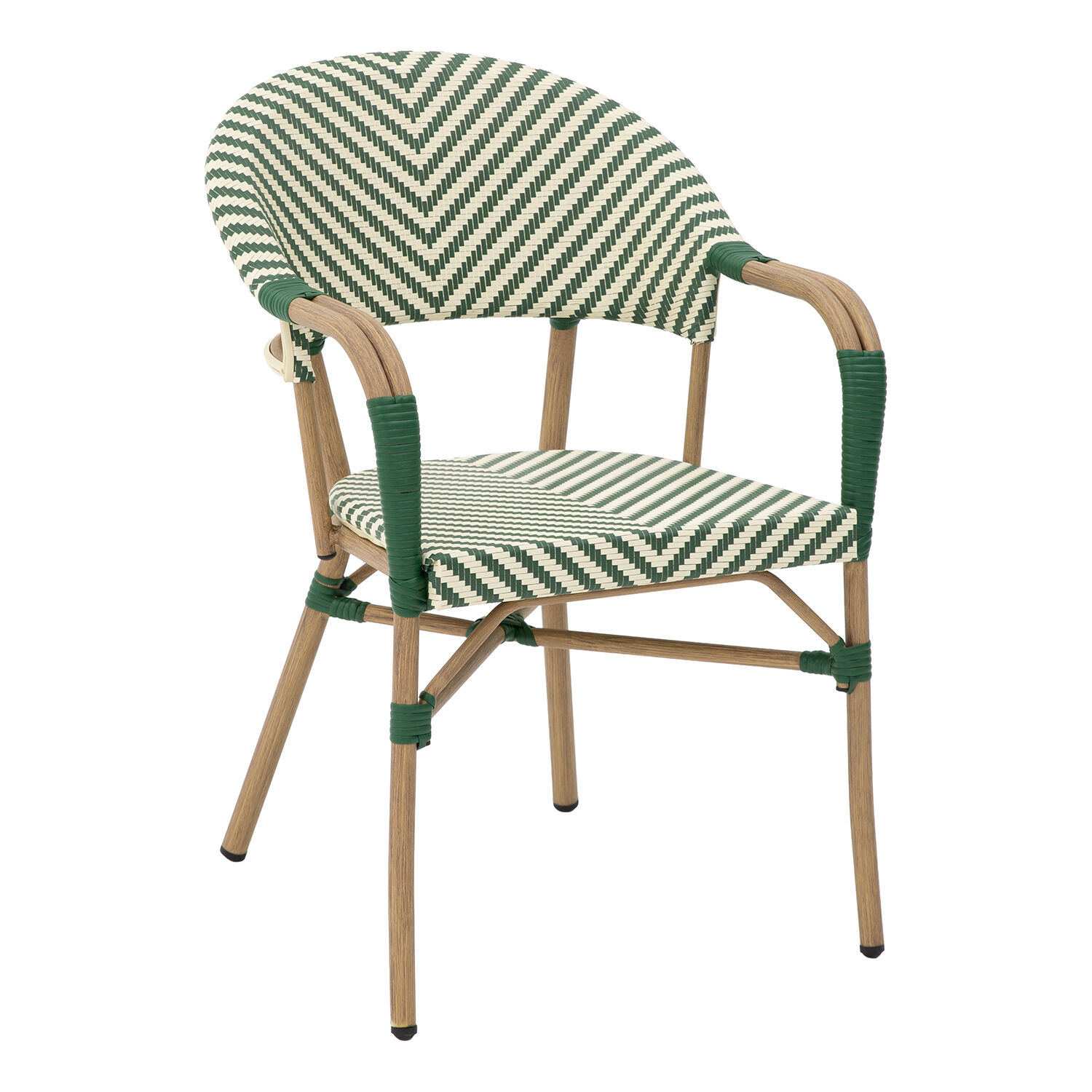 Outdoor Chair Aluminum/Textilene Green Stripes 57X61X85cm Stackable