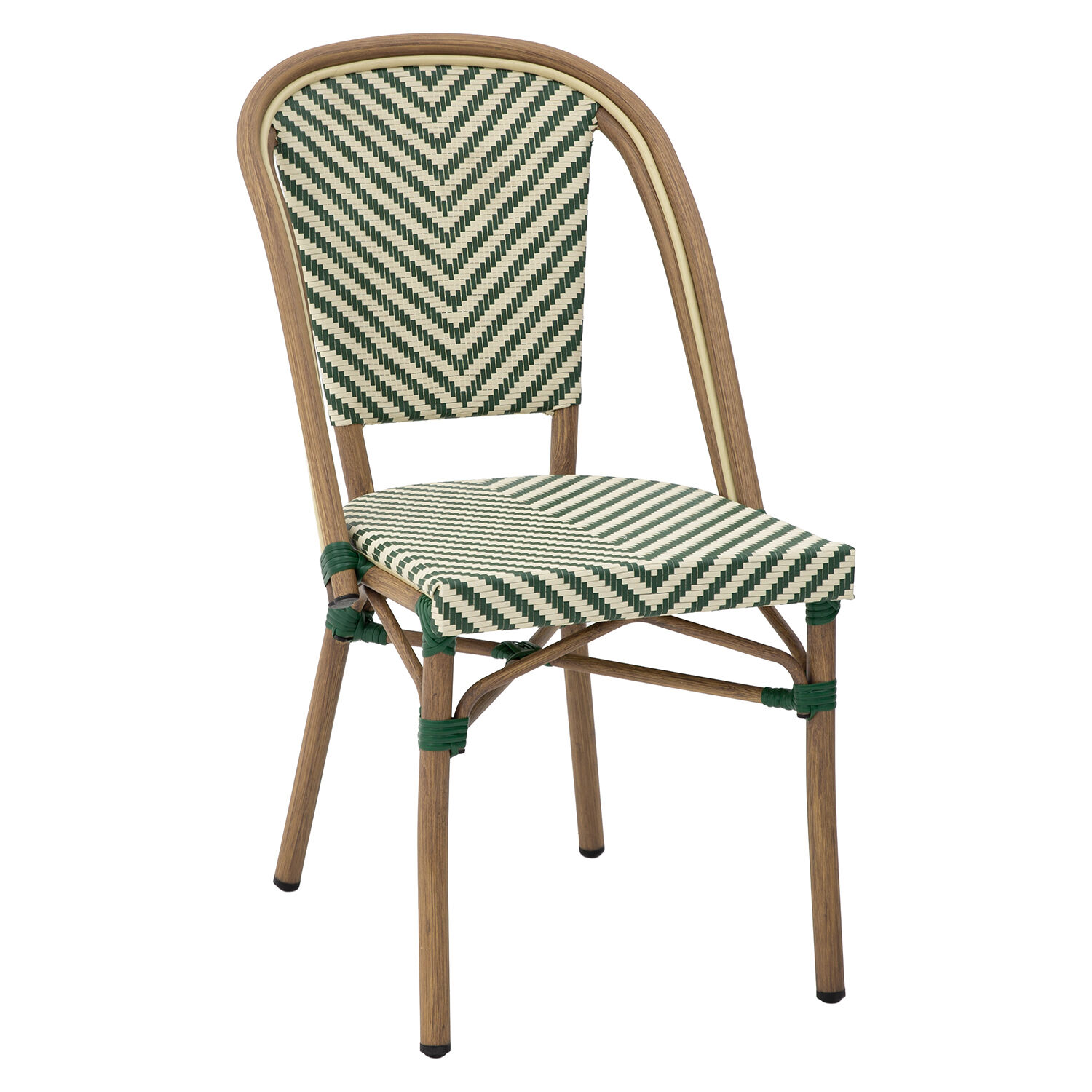 Outdoor Chair Aluminum/Textilene Green Stripes 47X60X88cm Stackable