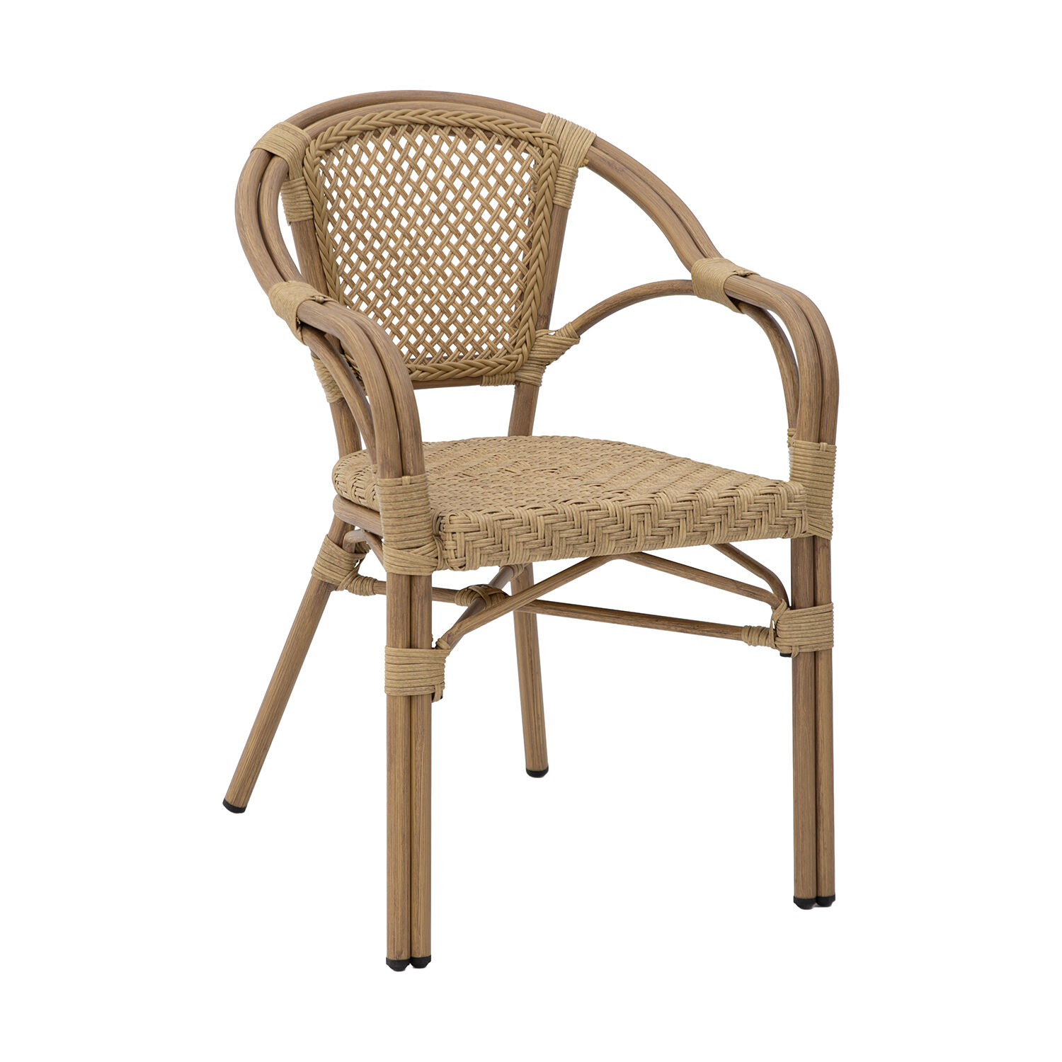 Outdoor Chair Aluminum/Natural Rattan 56X58X85cm Stackable