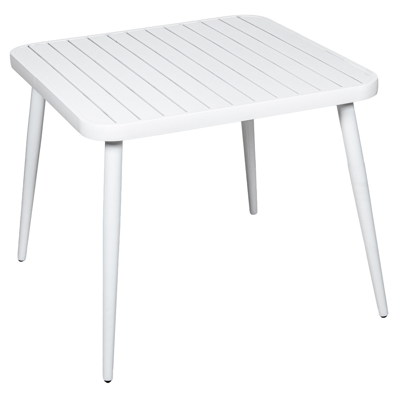 Outdoor Table, White Aluminum, 90x90x75cm