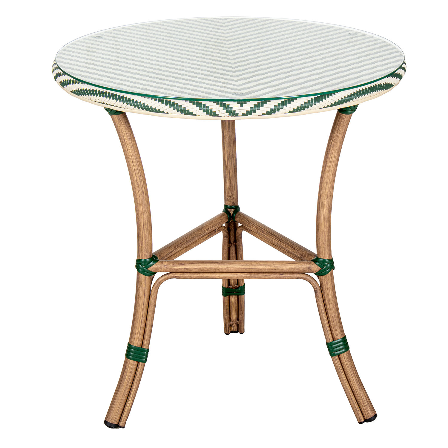 Outdoor Table Aluminum/Textilene Green Stripes +74761 70X74cm Assembly Required