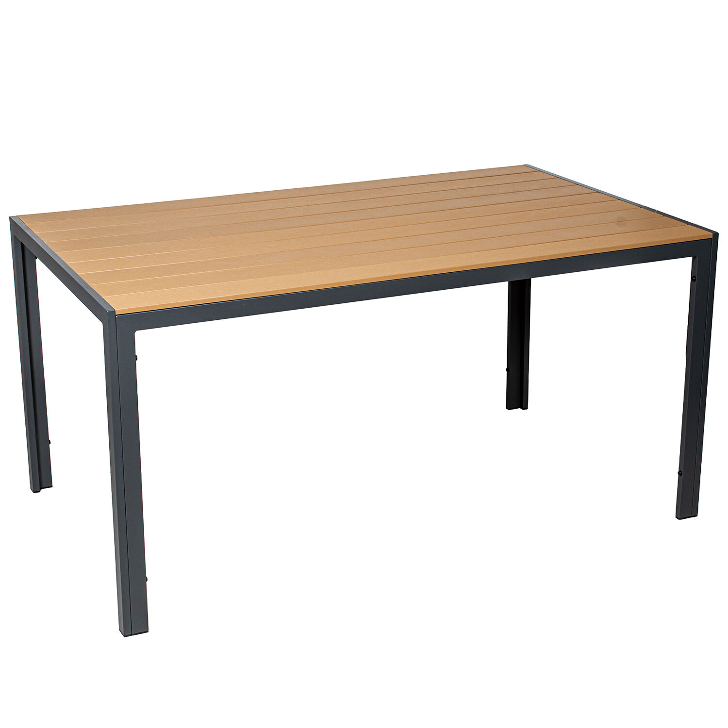 Anthracite Aluminum Table with Wood Finish 150X90X74cm