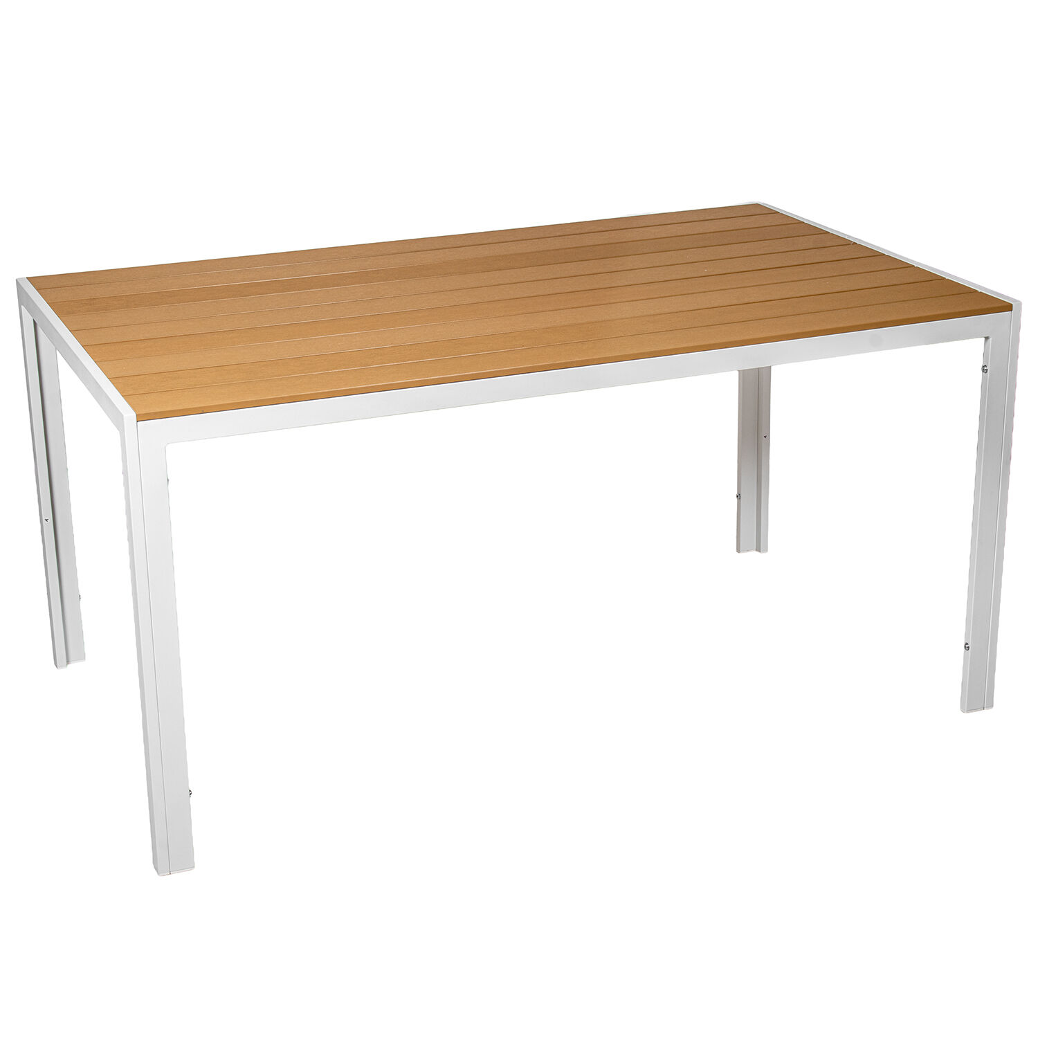 White Aluminum Table with Wood Finish 150X90X74cm