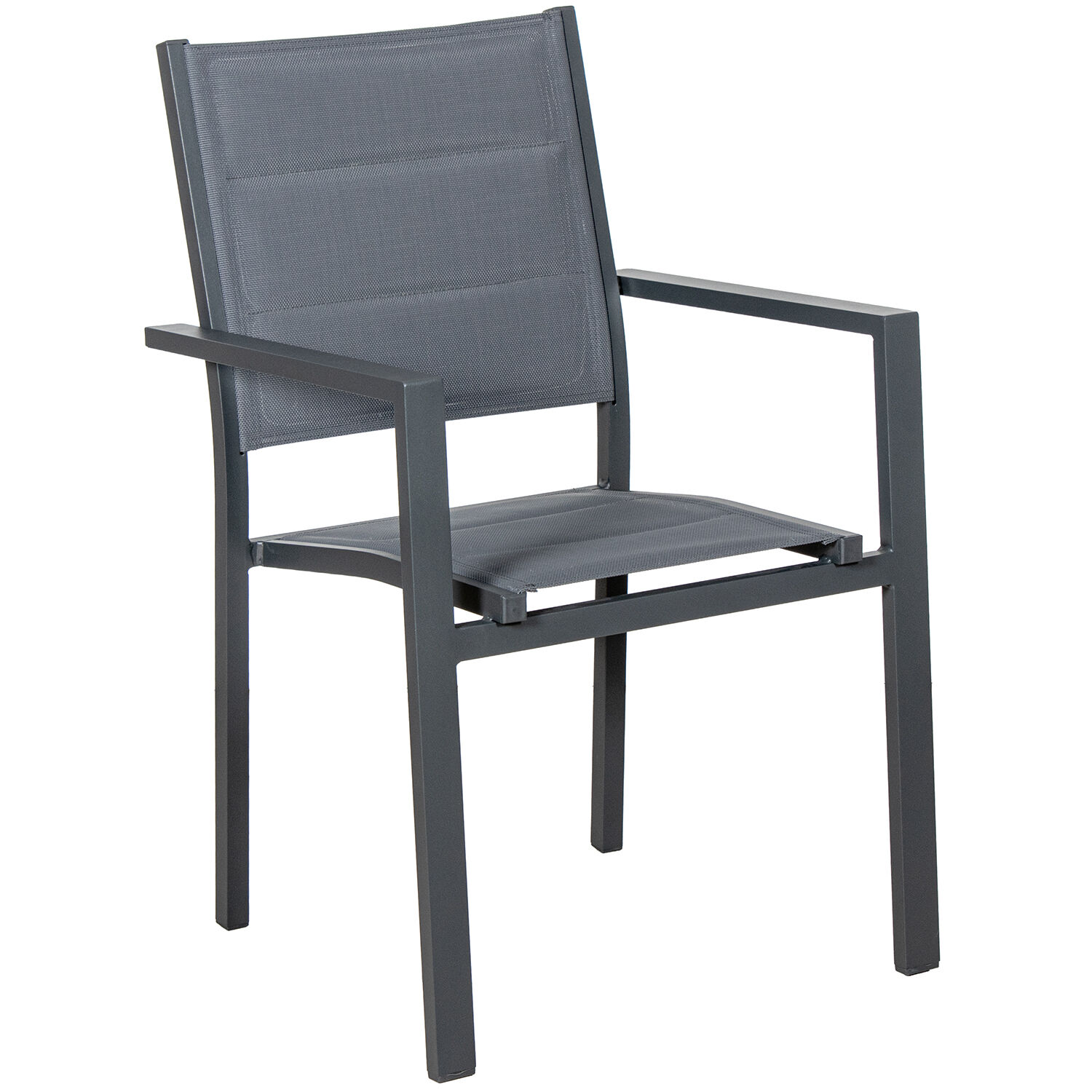 Padded Chair Aluminum Textilene Anthracite Stackable 50X60X86cm