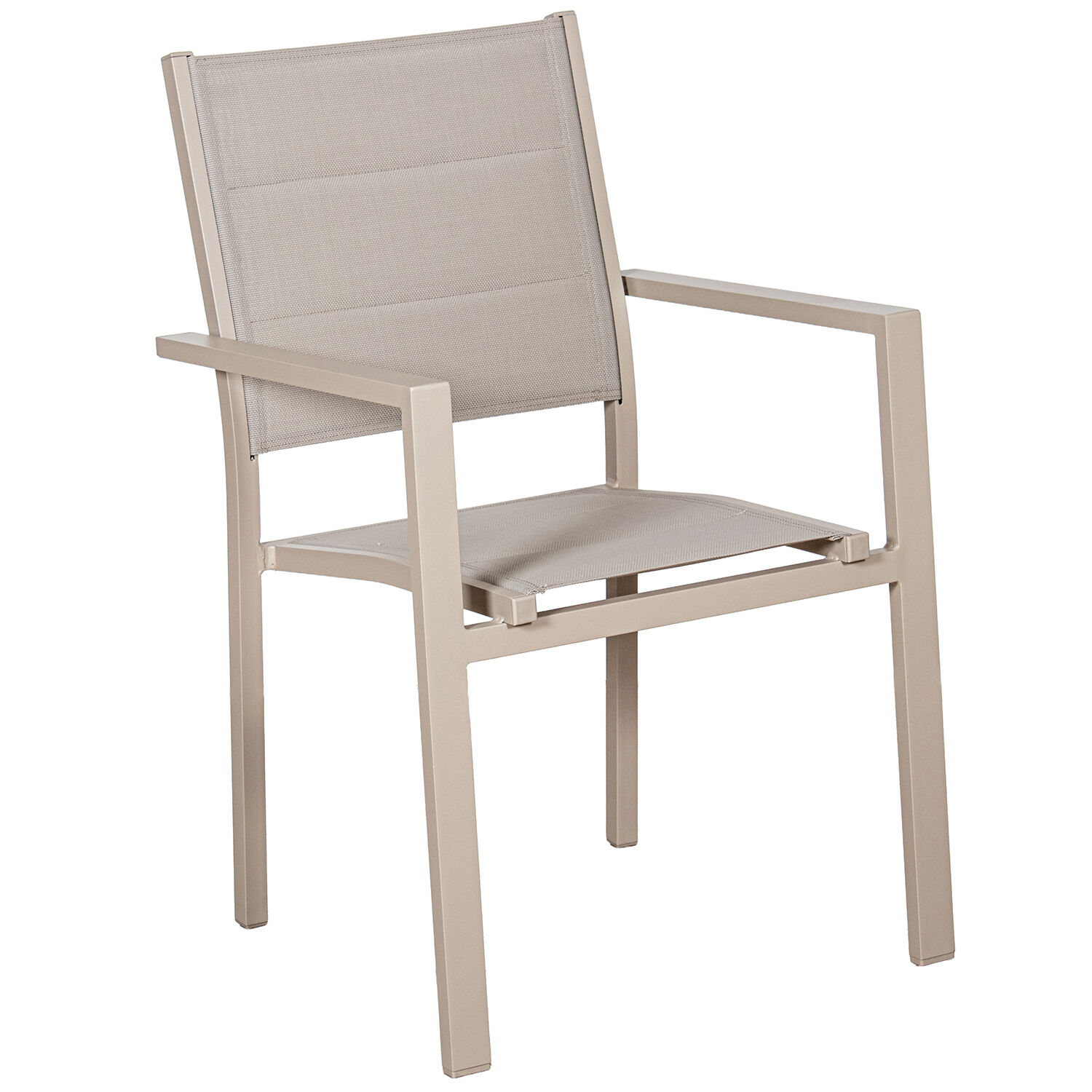 Padded Chair Aluminum Textilene Cream Stackable 50X60X86cm
