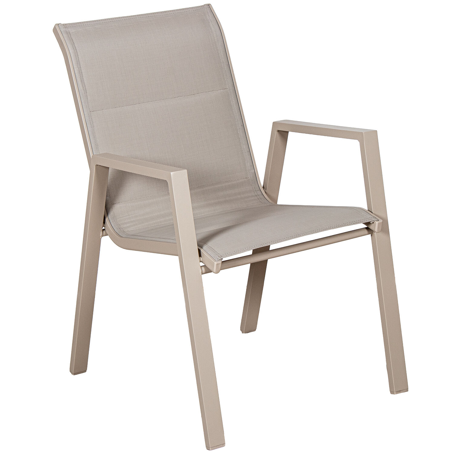 Padded Chair Aluminum Textilene Cream Stackable 55X73X90cm