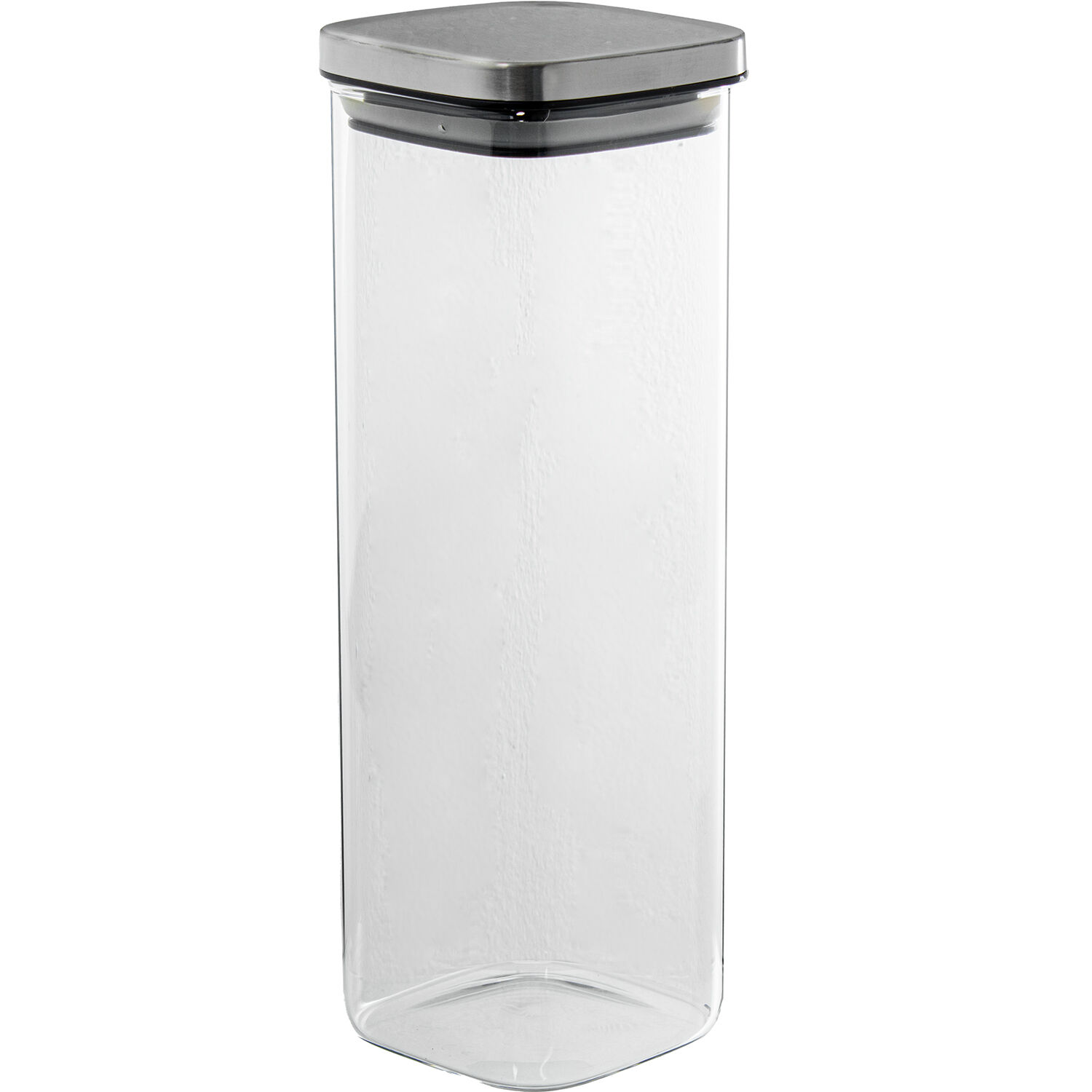 Glass Kitchen Jar 2100ml with Stainless Steel Lid. 10X10X29cm Borosilica Glass