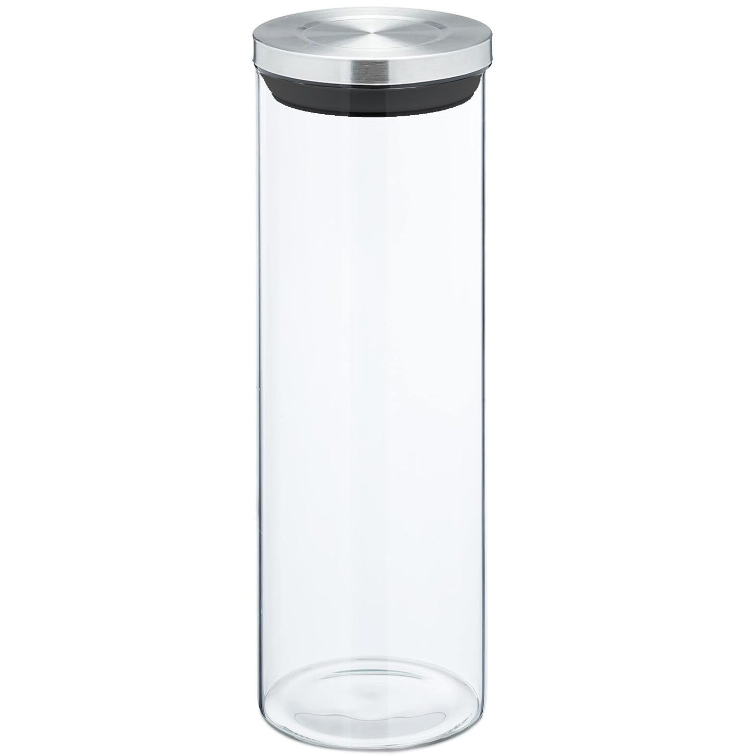 Glass Kitchen Jar 1650ml Stainless Steel Lid.10X30cm Borosilicate Glass