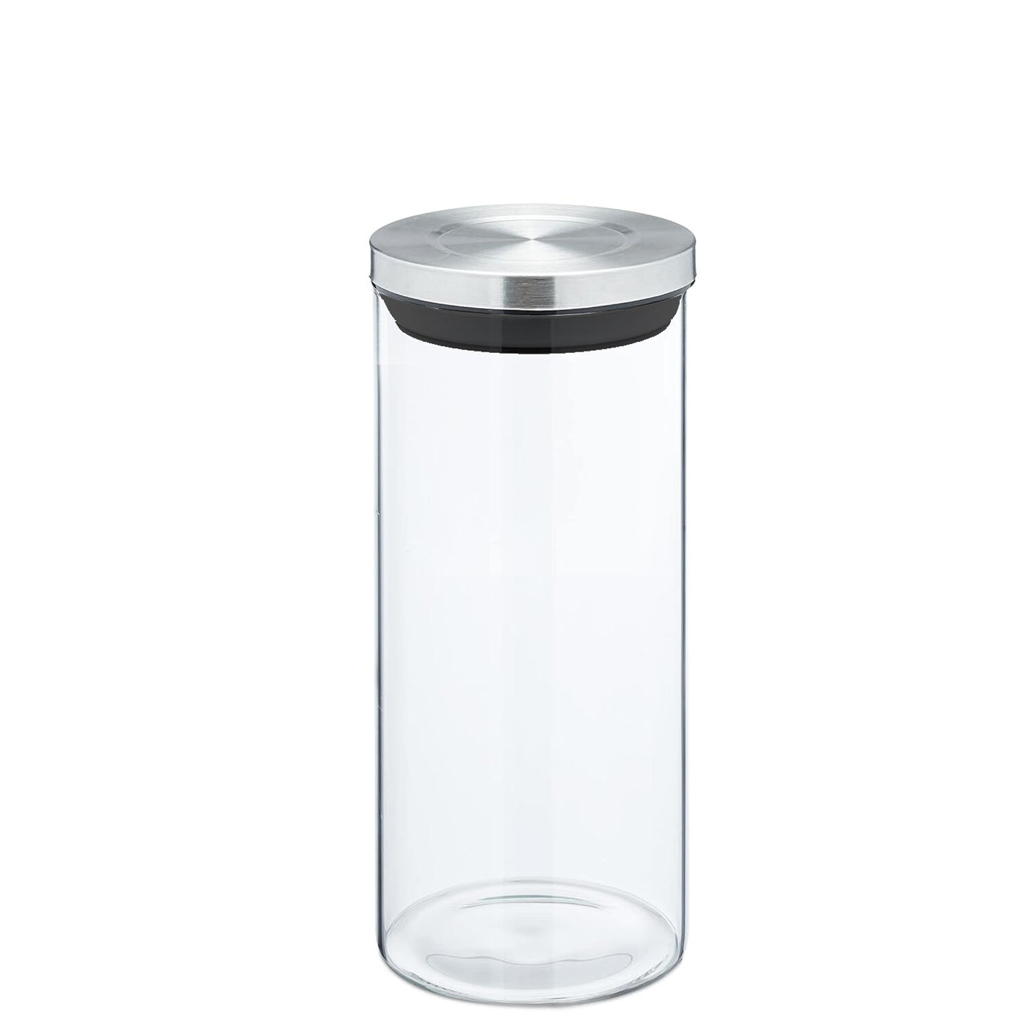 1000ml Glass Kitchen Jar with Stainless Steel Lid.10X19cm Borosilicate Glass