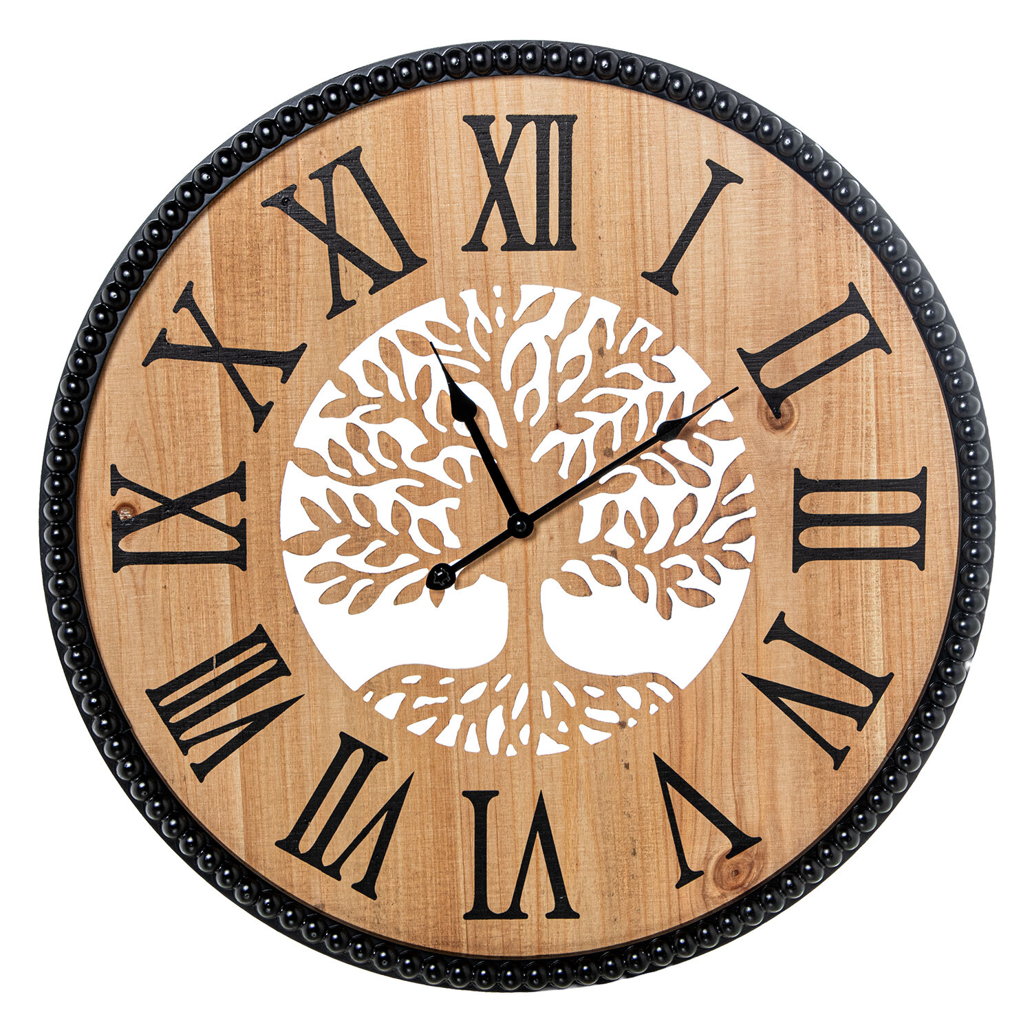 Wall Clock Ø60cm Dm Wood Tree of Life Natural/Black 60X4.5cm Battery:1Xaa Not Included