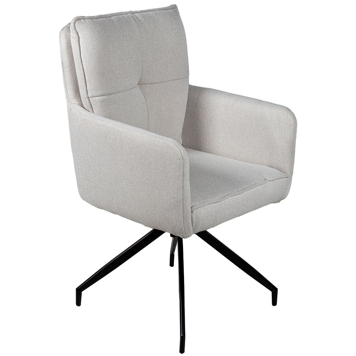 Swivel Chair, Black Metal, White Upholstery, 61X93cm H.Seat: 48.5cm