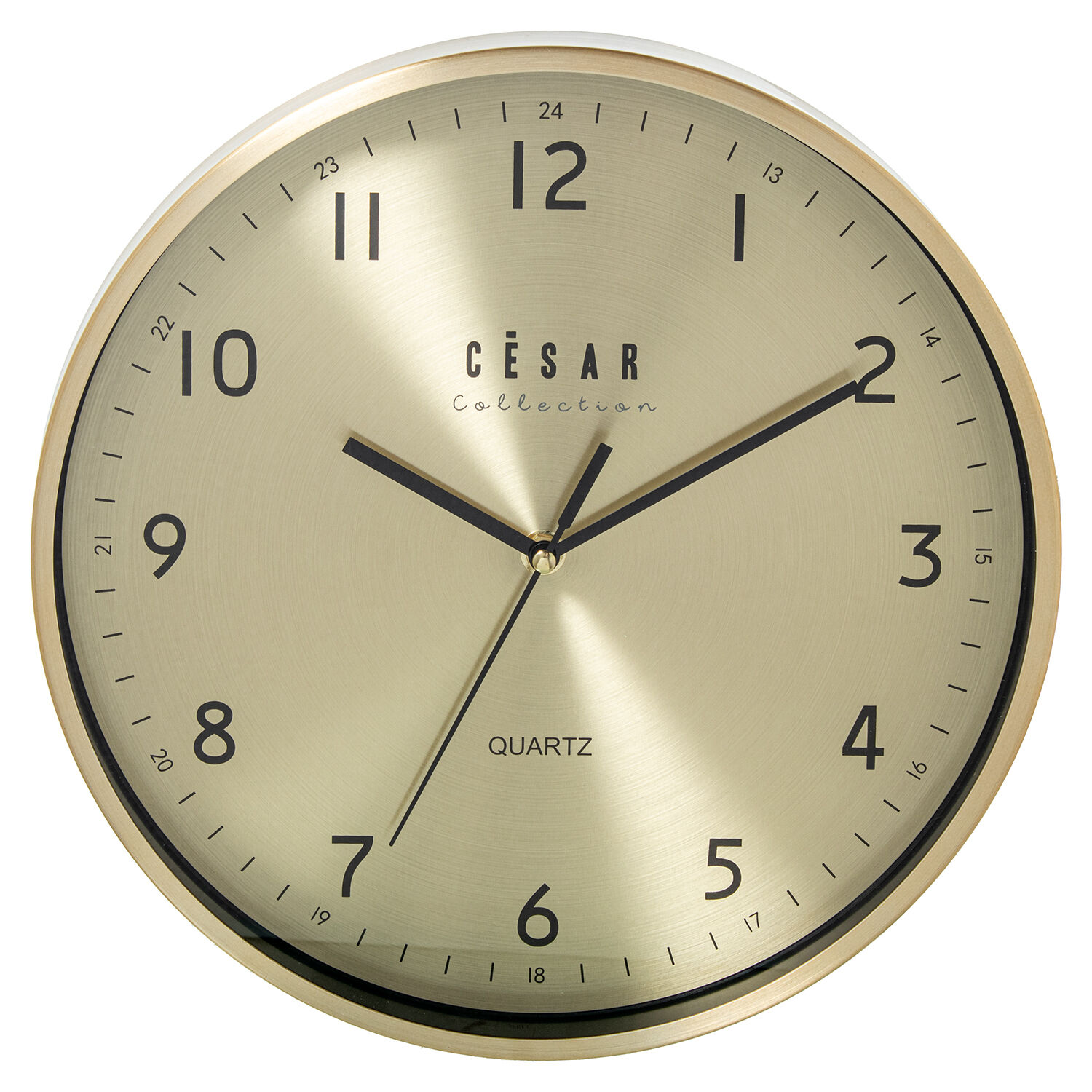 Orologio da parete in alluminio color oro, 30 cm, lancette nere, 30x4 cm. Batteria: 1xAA (non inclusa).