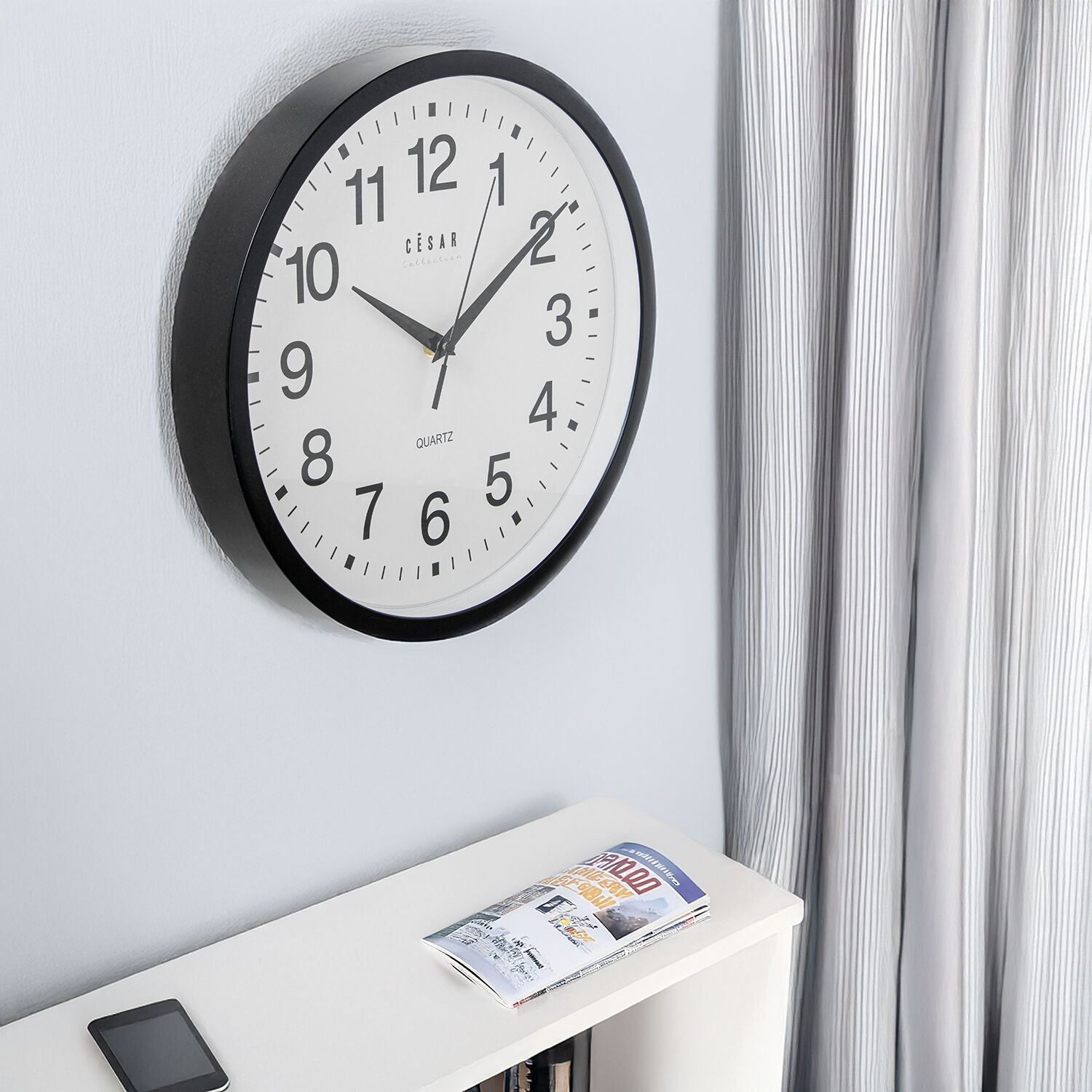Reloj Pared Acrilico 30cm Marco Negro 30X4cm Pila:1Xaa No Incluida - LifeLike_86341