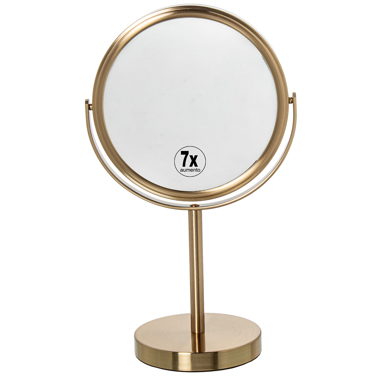 Tabletop Mirror 2 Sides X1/X7 Matte Gold Metal 19X12X33cm Int Mirror:15.5 Cm