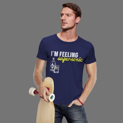 T-Shirt mit Print - Herren [I'm Feeling Supersonic] - Blau - Medium