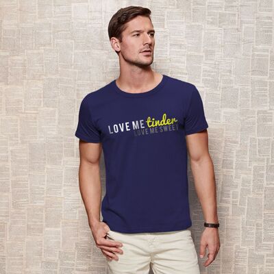 Camiseta estampada - Hombre [Love Me Tinder] - Azul - Grande