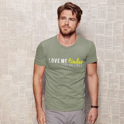 Camiseta estampada - Hombres [Love Me Tinder] - Verde - Grande