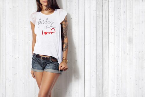 Printed Tee - Women's [Friday I'm in Love] - White - Small