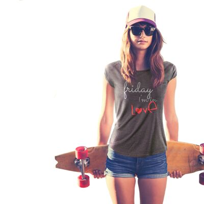 Camiseta estampada - Mujer [Friday I'm in Love] - Gris - Pequeña