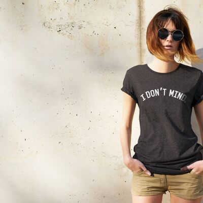 Printed Tee - Women's [I Don't Mind] - Grey - Medium