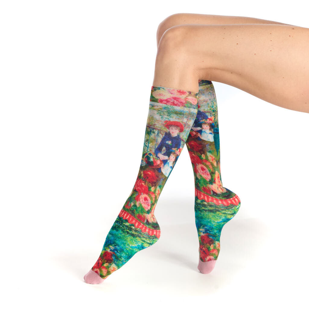Pink/green knee-high socks