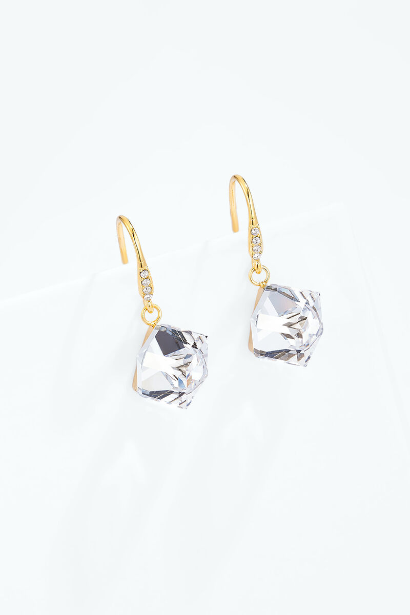 Boucles d'oreilles pendantes à cristal carré facetté en acier inoxydable 124AQ758