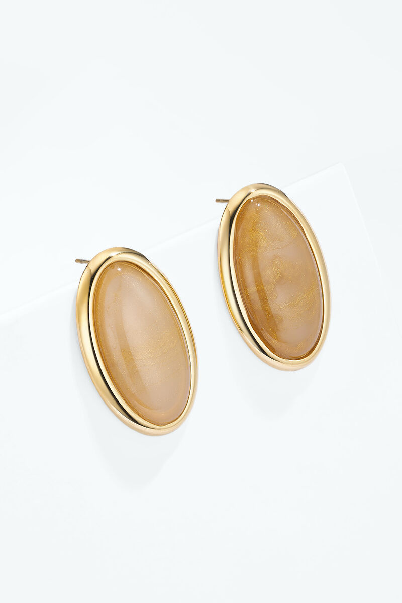 Boucles d'oreilles ovales effet nacré en acier inoxydable 124AQ767