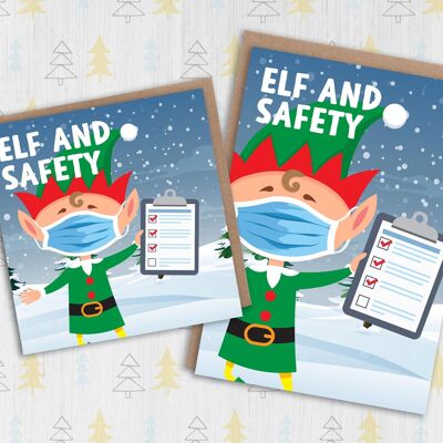 Health and safety Christmas card: Elf and safety clipboard