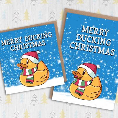 Cartolina di Natale anatra: Merry Ducking Christmas