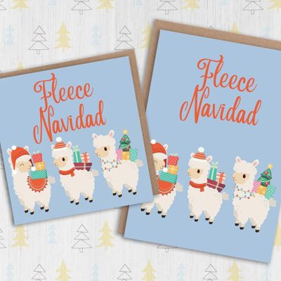 Tarjeta de Navidad Llama: Fleece Navidad