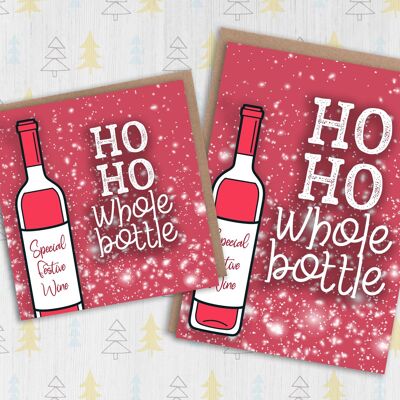 Wein-Weihnachtskarte: Ho ho ganze Flasche