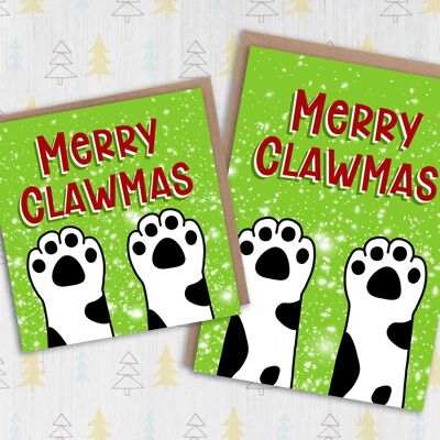 Katzen-Weihnachtskarte: Frohe Clawmas
