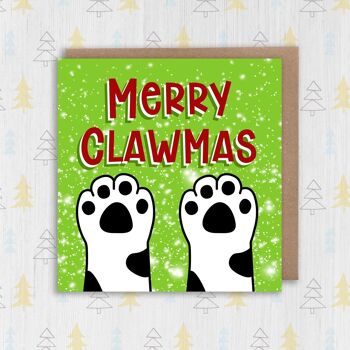 Carte de Noël chat : Merry Clawmas 2