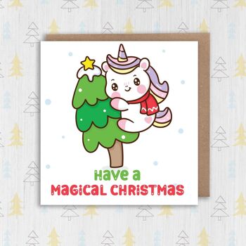 Carte de Noël Licorne : Noël Magique 2