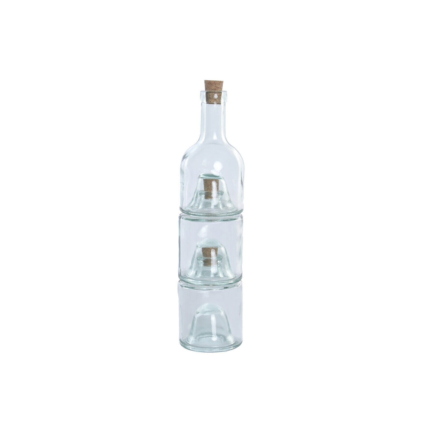 Aceitera Vinagrera Set 3 Vidrio Reciclado 8,5X8,5X